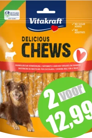 Vitakraft Deli Chews Kauwrollen S 25 st. 300 gr Speciale Aanbieding